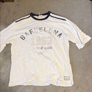 Free people oversized cream Graphic T-Shirt sz L